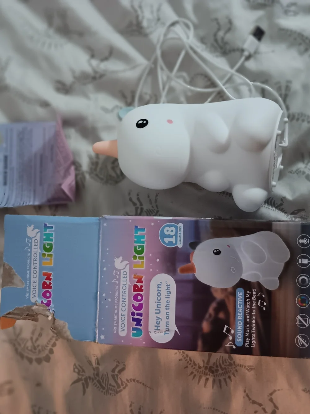 Unicorn Night Light for Kids - White Voice-Controlled Toy